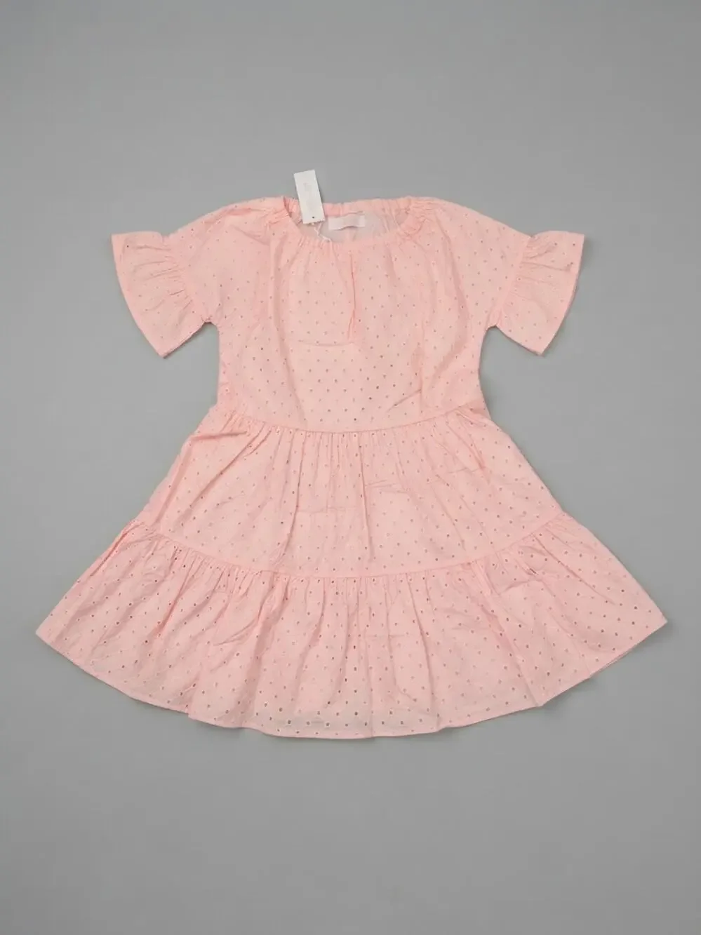 Gymboree Pink Eyelet Tiered Dress Girls Size L 10-12 Cotton Summer Chic Casual